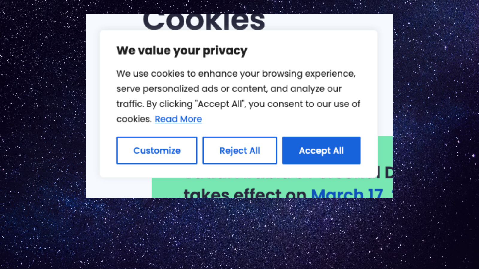 A cookie consent pop-up. Don't click "accept" without knowing what happens to your data.